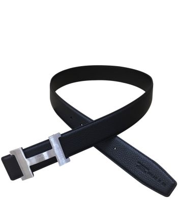 Hermes Men's H belt buckle & leather strap Black