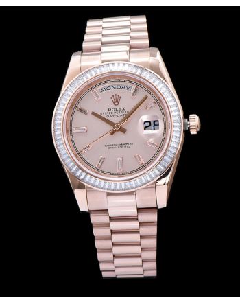 Rolex Men s Stainless Steel Watch With Diamond Golden