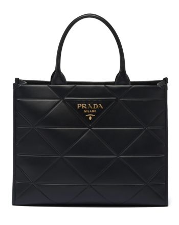 Prada Large Leather Prada Symbole Bag With Topstitching 1BA377 Black